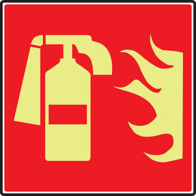 NFPA 170 Glow-In-The-Dark Safety Sign: (Fire Extinguisher And Flames) 8" x 8" Lumi-Glow Flex 1/Each - MLFX567GF