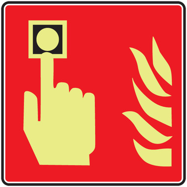 NFPA 170 Glow-In-The-Dark Safety Sign: (Fire Alarm) 8" x 8" Lumi-Glow Plastic 1/Each - MLFX571GP