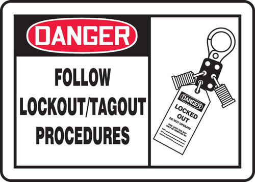 OSHA Danger Safety Sign: Follow Lockout/Tagout Procedures Graphic 10" x 14" Adhesive Vinyl - MLKT001VS