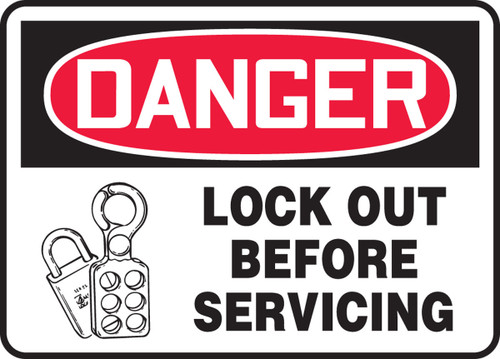 OSHA Danger Safety Sign: Lock Out Before Servicing Graphic 10" x 14" Plastic 1/Each - MLKT012VP