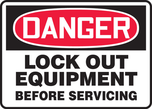 OSHA Danger Safety Sign: Lock Out Equipment Before Servicing English 10" x 14" Accu-Shield 1/Each - MLKT014XP