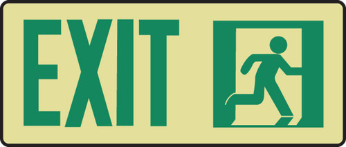 Glow-In-The-Dark Safety Sign: Exit 4 1/2" x 13" High Performance Glow Plastic 1/Each - MLNY500