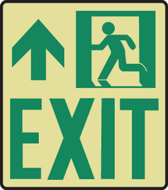 Glow-In-The-Dark Safety Sign: Exit 9" x 8" High Performance Glow Plastic 1/Each - MLNY525