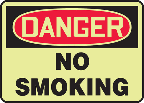 OSHA Danger Safety Sign: No Smoking 7" x 10" Lumi-Glow Flex 1/Each - MLSM101GF