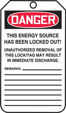 OSHA Danger Lockout Tag: Do Not Operate - Maintenance Department English PF-Cardstock 5/Pack - MLT401CTM