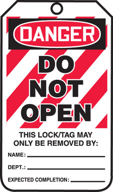 OSHA Danger Lockout Tag: Do Not Open RP-Plastic 25/Pack - MLT412PTP