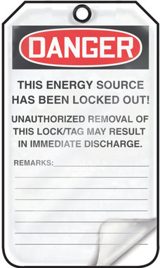 OSHA Danger Self Laminating Safety Tag: Do Not Operate Locked Out Self-Laminating PF-Cardstock - MLT611LCP
