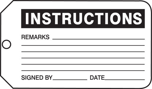 Safety Tag: Instructions PF-Cardstock 25/Pack - MMT321CTP