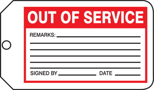 Safety Tag: Out Of Service PF-Cardstock 5/Pack - MMT329CTM