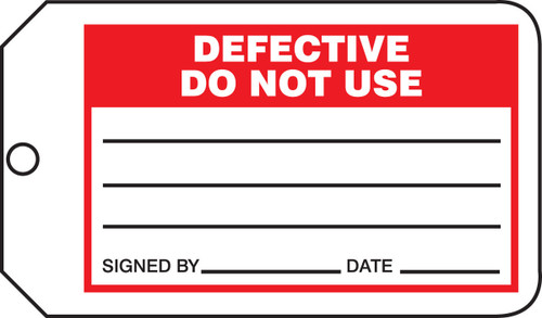 Safety Tag: Defective Do Not Use RP-Plastic 5/Pack - MMT332PTM