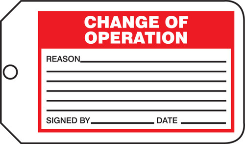 Safety Tag: Change Of Operation PF-Cardstock 5/Pack - MMT334CTM