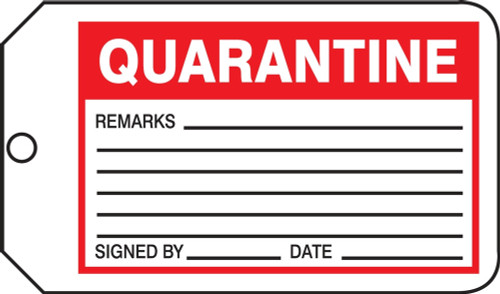 Safety Tag: Quarantine PF-Cardstock 5/Pack - MMT339CTM