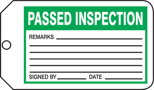 Safety Tag: Passed Inspection PF-Cardstock 25/Pack - MMT342CTP