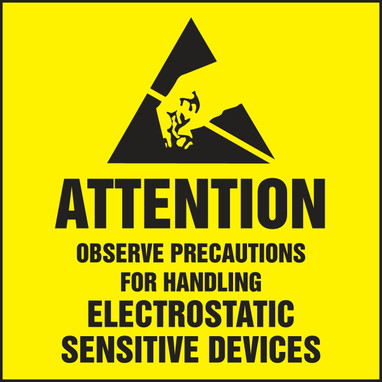 Attention Safety Label: Observe Precautions For Handling Electrostatic Sensitive Devices 2" x 2" - MPC324