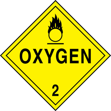 DOT Placard: Hazard Class 2 - Gases (Oxygen) 10 3/4" x 10 3/4" Reflective Vinyl 10/Pack - MPL204FV10