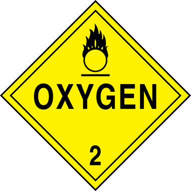 DOT Placard: Hazard Class 2 - Gases (Oxygen) 10 3/4" x 10 3/4" Plastic - MPL204VP100