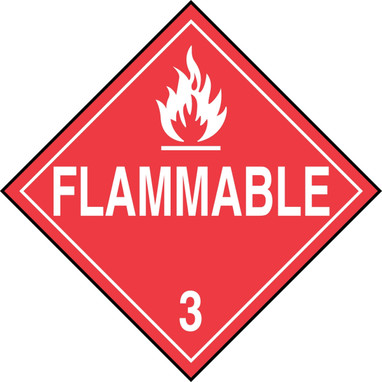 DOT Placard: Hazard Class 3 - Flammable Liquids (Flammable) 10 3/4" x 10 3/4" Reflective Vinyl 25/Pack - MPL301FV25