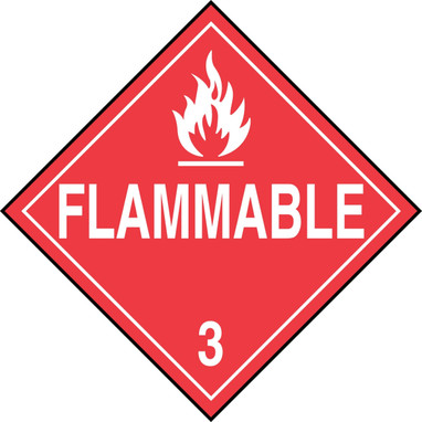 DOT Placard: Hazard Class 3 - Flammable Liquids (Flammable) 10 3/4" x 10 3/4" Adhesive Vinyl - MPL301VS1