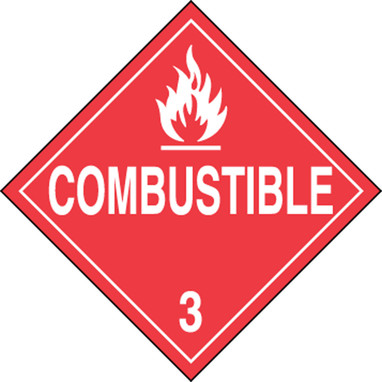 DOT Placard: Hazard Class 3 - Flammable Liquids (Combustible) 10 3/4" x 10 3/4" Reflective Vinyl 10/Pack - MPL302FV10