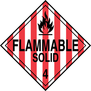 DOT Placard: Hazard Class 4 - Flammable Solids (Flammable Solid) 10 3/4" x 10 3/4" PF-Cardstock - MPL401CT25