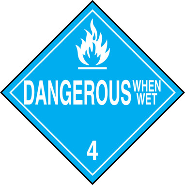 DOT Placard: Hazard Class 4 - Dangerous When Wet 10 3/4" x 10 3/4" Reflective Vinyl 100/Pack - MPL402FV100