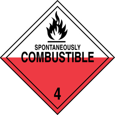 DOT Placard: Hazard Class 4 - Spontaneously Combustible 10 3/4" x 10 3/4" Removable Vinyl 10/Pack - MPL403RM10