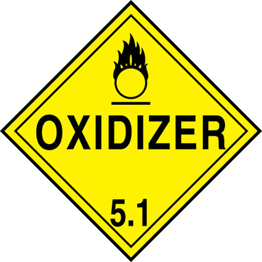 DOT Placard: Hazard Class 5 - Oxidizer 10 3/4" x 10 3/4" Reflective Vinyl 100/Pack - MPL501FV100
