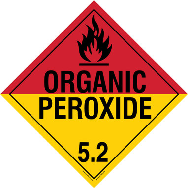 DOT Placard: Hazard Class 5.2 - Organic Peroxide 10 3/4" x 10 3/4" Reflective Vinyl 10/Pack - MPL504FV10