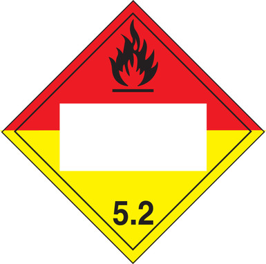 Blank DOT Placard: Hazard Class 5.2 - Organic Peroxide 10 3/4" x 10 3/4" PF-Cardstock 25/Pack - MPL525CT25