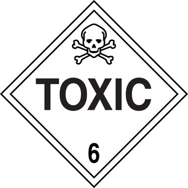 DOT Placard: Hazard Class 6 - Toxic 10 3/4" x 10 3/4" Adhesive Vinyl - MPL606VS25