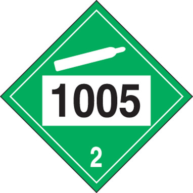 4-Digit DOT Placard: Hazard Class 2 - 1005 (Liquefied Anhydrous Ammonia) 10 3/4" x 10 3/4" Plastic 50/Pack - MPL721VP50
