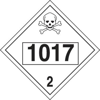 4-Digit DOT Placards: Hazard Class 2 - 1017 (Chlorine) 10 3/4" x 10 3/4" PF-Cardstock 10/Pack - MPL725CT10