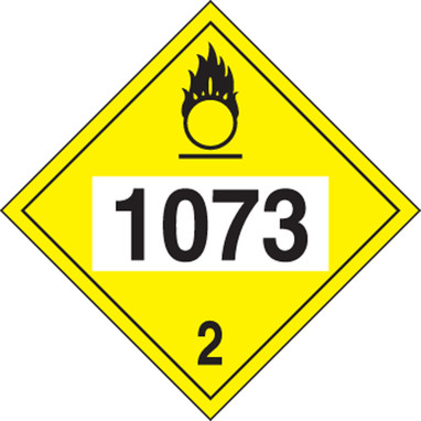 4-Digit DOT Placards: Hazard Class 2 - 1073 (Refrigerated Liquid Oxygen) 10 3/4" x 10 3/4" PF-Cardstock 1/Each - MPL726CT1