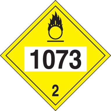 4-Digit DOT Placards: Hazard Class 2 - 1073 (Refrigerated Liquid Oxygen) 10 3/4" x 10 3/4" PF-Cardstock 100/Pack - MPL726CT100