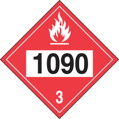 4-Digit DOT Placards: Hazard Class 3 - 1090 (Acetone) 10 3/4" x 10 3/4" Reflective Vinyl 50/Pack - MPL731FV50