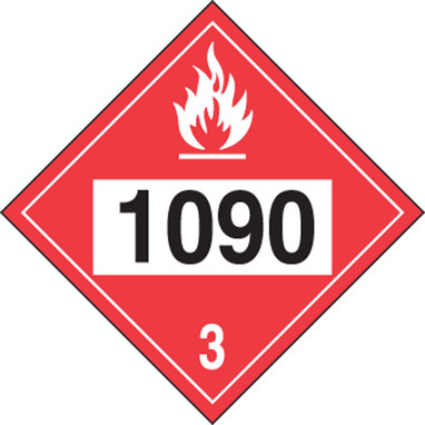 4-Digit DOT Placards: Hazard Class 3 - 1090 (Acetone) 10 3/4" x 10 3/4" Magnetic Vinyl 100/Pack - MPL731MG100