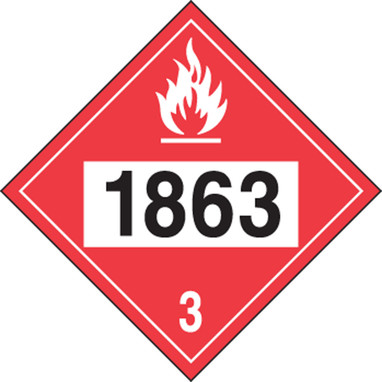 4-Digit DOT Placards: Hazard Class 3 - 1863 (Fuel, Aviation) 10 3/4" x 10 3/4" Adhesive Vinyl - MPL732VS1