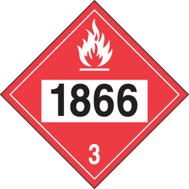 4-Digit DOT Placards: Hazard Class 3 - 1866 (Resin Solution) 10 3/4" x 10 3/4" PF-Cardstock 25/Pack - MPL734CT25