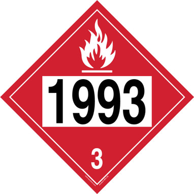 4-Digit DOT Placards: Hazard Class 3 - 1993 (Flammable Liquid) 10 3/4" x 10 3/4" PF-Cardstock - MPL736CT1