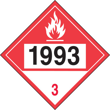 4-Digit DOT Placards: Hazard Class 3 - 1993 (Combustible Liquid) 10 3/4" x 10 3/4" PF-Cardstock - MPL738CT1