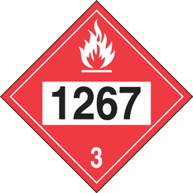 4-Digit DOT Placards: Hazard Class 3 - 1267 (Crude Oil) 10 3/4" x 10 3/4" Adhesive Vinyl 100/Pack - MPL739VS100