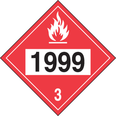 4-Digit DOT Placards: Hazard Class 3 - 1999 (Asphalt, Tars) 10 3/4" x 10 3/4" PF-Cardstock 10/Pack - MPL740CT10