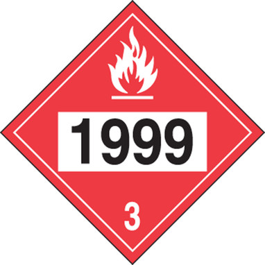 4-Digit DOT Placards: Hazard Class 3 - 1999 (Asphalt, Tars) 10 3/4" x 10 3/4" Reflective Vinyl 100/Pack - MPL740FV100