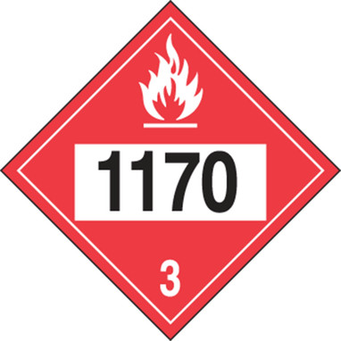 4-Digit DOT Placards: Hazard Class 3 - 1170 (Ethyl Alcohol) 10 3/4" x 10 3/4" Removable Vinyl 100/Pack - MPL742RM100