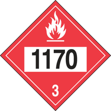 4-Digit DOT Placards: Hazard Class 3 - 1170 (Ethyl Alcohol) 10 3/4" x 10 3/4" Adhesive Vinyl 100/Pack - MPL742VS100