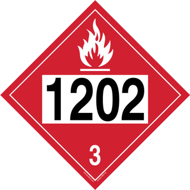 4-Digit DOT Placards: Hazard Class 3 - 1202 (Diesel Fuel) 10 3/4" x 10 3/4" Reflective Vinyl 10/Pack - MPL744FV10