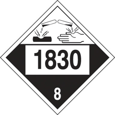 4-Digit DOT Placards: Hazard Class 8 - 1830 (Sulfuric Acid) 10 3/4" x 10 3/4" PF-Cardstock 1/Each - MPL781CT1