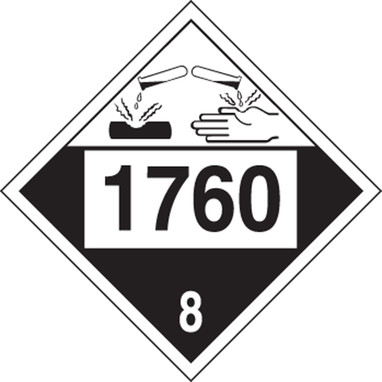 4-Digit DOT Placard: Hazard Class 8 - 1760 (Corrosive Liquid) 10 3/4" x 10 3/4" Reflective Vinyl 100/Pack - MPL782FV100