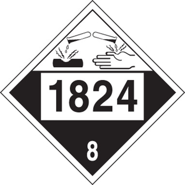 4-Digit DOT Placard: Hazard Class 8 - 1824 (Sodium Hydroxide Solution) 10 3/4" x 10 3/4" Plastic 1/Each - MPL784VP1