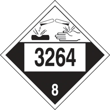 4-Digit DOT Placards: Hazard Class 8 - 3264 (Corrosive Liquid, Acidic, Inorganic) 10 3/4" x 10 3/4" Magnetic Vinyl 25/Pack - MPL785MG25